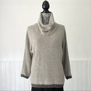 Lilla P Wool Alpaca Blend Slub Cowl Neck Sweater Size M